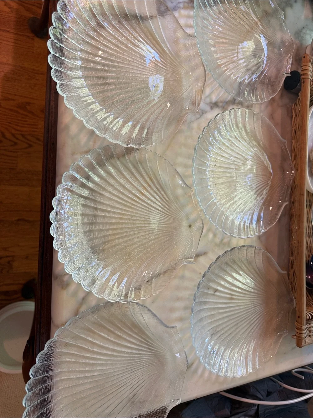 Clear Glass Shell-Shaped Dish set of 4